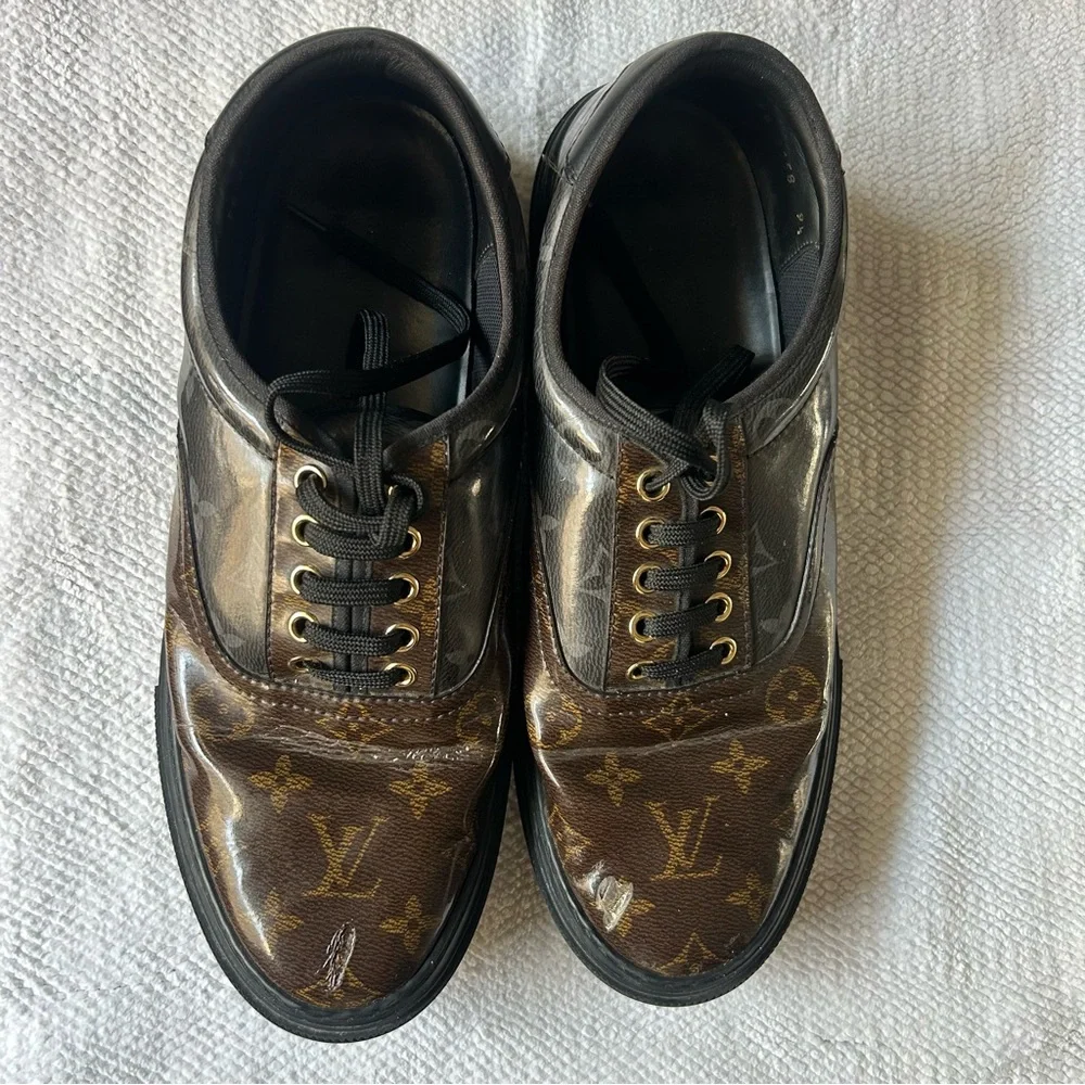 Louis Vuitton Brown Sneakers with Monogram Design